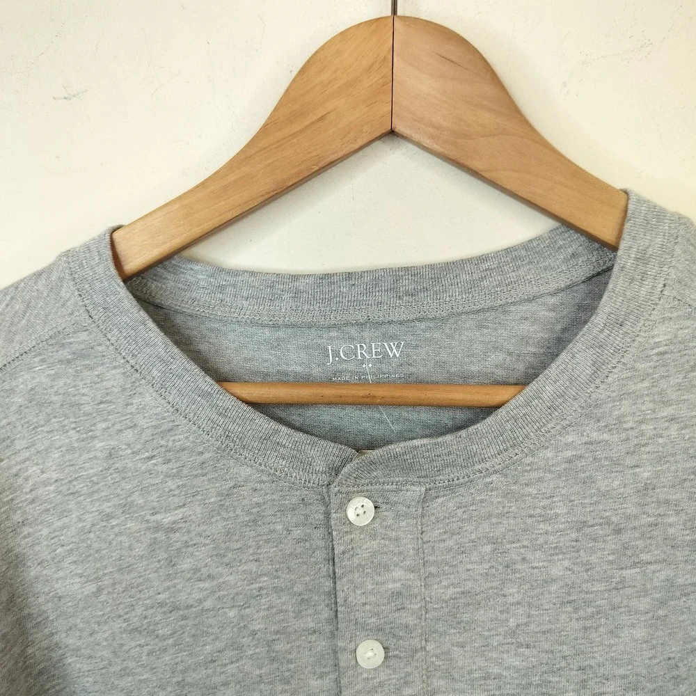 J.Crew Henley Shirt Mens XXL NWT Long Sleeve Cotton Casual Gray J8214